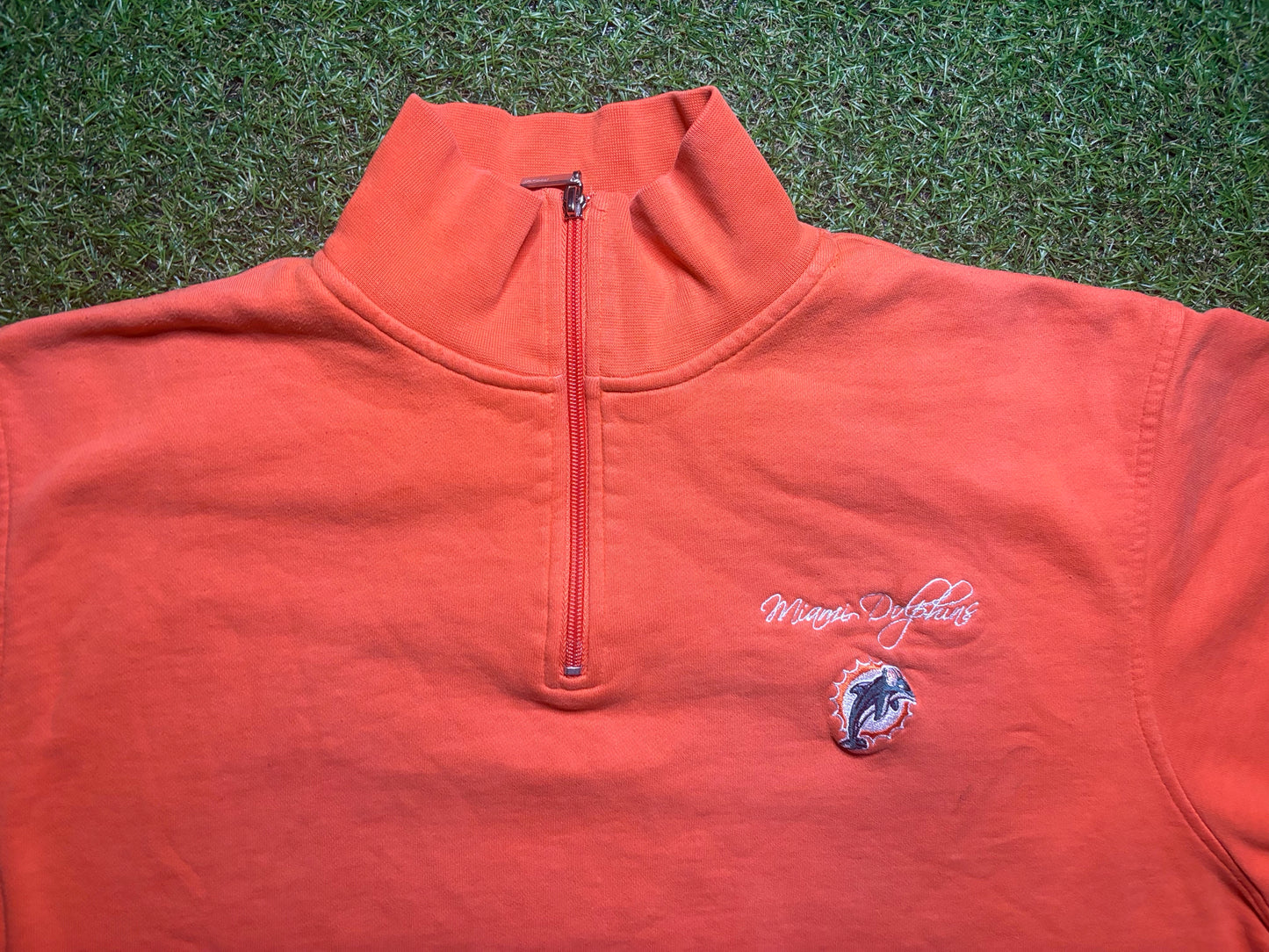 Miami Dolphins Orange quarter zip up sweater