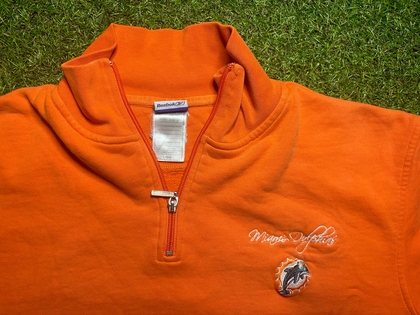 Miami Dolphins Orange quarter zip up sweater